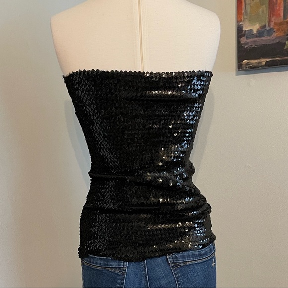EXPRESS Black Sequin Tube Top ~ Small - Picture 5 of 5